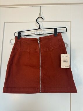 Free People Brick Zip-Front Mini Skirt